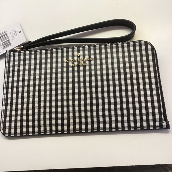 Kate Spade New Black Gingham Wristlet